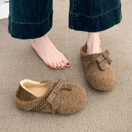 两穿勃肯鞋女2025新款冬季爆款超火加绒保暖一脚蹬毛毛棉鞋子女鞋