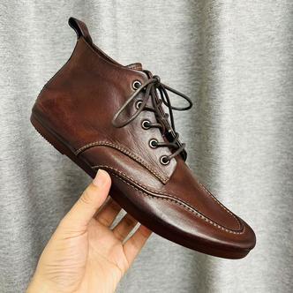高帮休闲马皮固特异商务重洗复古做旧乐福鞋系带秋冬男士男士休闲主图