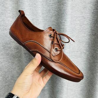 休闲马皮固特异商务重洗一脚蹬复古做旧乐福鞋豆豆鞋男士休闲