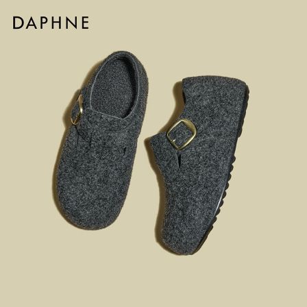 达芙妮秋冬百搭勃肯鞋2025新款复古保暖小个子内增高一脚蹬毛毛鞋