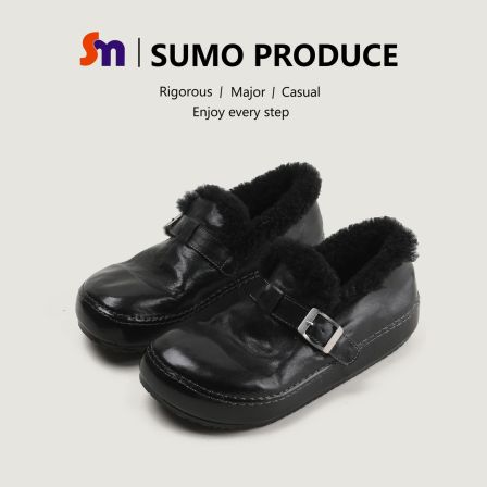 素陌冬季新款马皮勃肯鞋女羊皮毛一体加绒保暖毛毛鞋懒人棉鞋1366