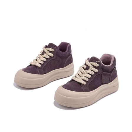 【绝绝紫】秋冬时尚复古加绒保暖系带女款高帮休闲鞋S889 DD
