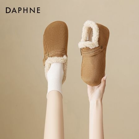 达芙妮厚底勃肯鞋女2025新款冬季加绒保暖鞋子一脚蹬懒人雪地靴