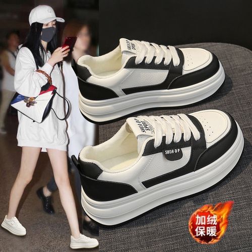 2025新款松糕小白鞋女增高加绒厚底百搭舒休闲板鞋ins女鞋子潮流主图