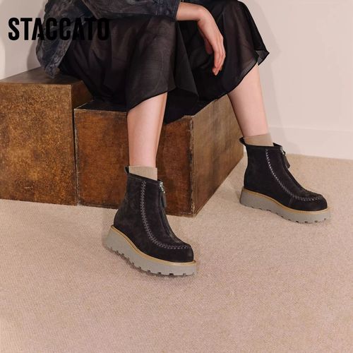 【限时价】思加图25冬季新款复古雪地靴加绒保暖厚底短靴女L7708DD5主图