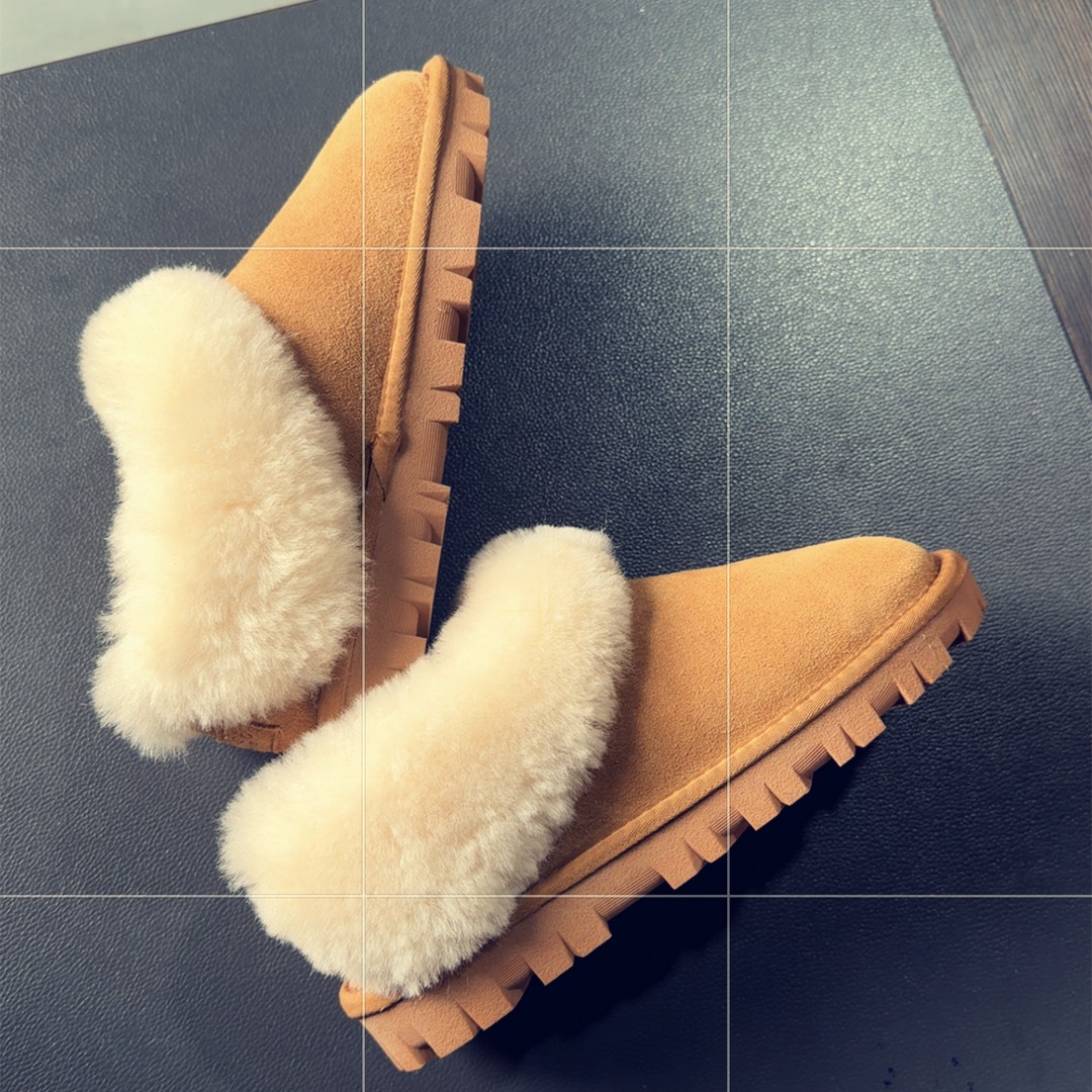 JOJOAUGG韩版秋冬季女款薄底塔茨勒雪地靴羊毛皮毛一体乐福鞋防滑主图
