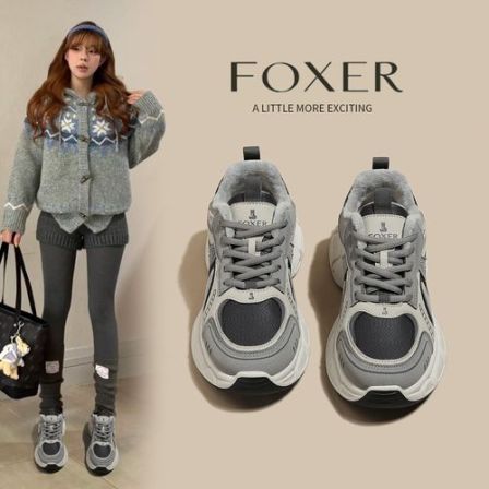 FOXER运动鞋运动老爹鞋老爹鞋女鞋单里跑步ins厚底网红厚底显高