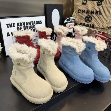 广州欧货【云端漫步】冬季真皮5cm加厚保暖洋气丑萌时尚厚底雪地靴