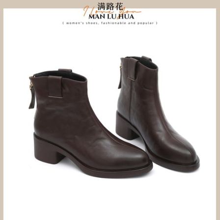 头层牛皮短靴女尖头中跟粗跟舒适冬季保暖加绒软底百搭真皮一体跟