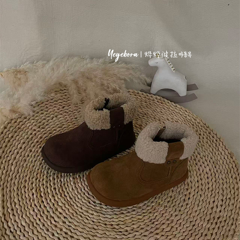 JBM童鞋儿童翻毛雪地棉靴2025男童冬季加绒保暖棉鞋短靴勃肯靴潮主图