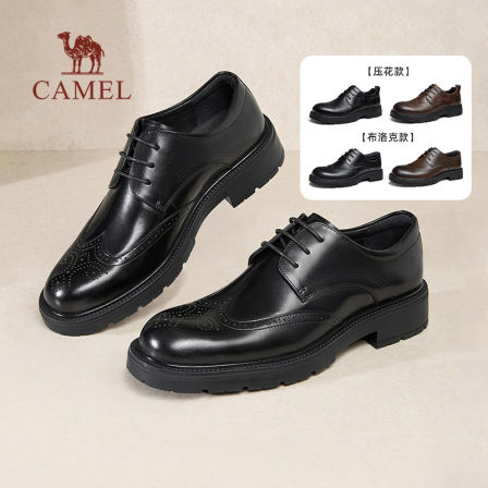 【李佳琦直播间】骆驼新款牛皮英伦男士正装增高软底商务德比婚鞋