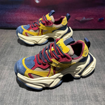 网红爆款男鞋冬季厚底运动鞋跑步青少年宽脚增高潮流高级感老爹鞋