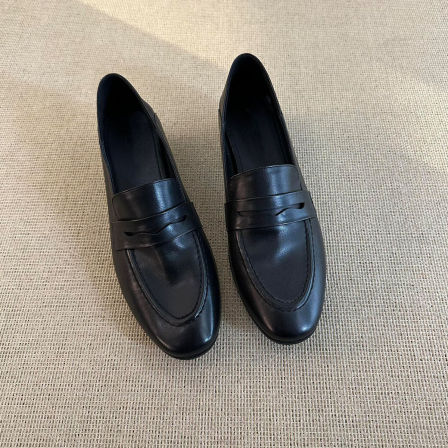 羊皮版~英伦风复古一脚蹬小皮鞋女通勤时尚黑色百搭不累脚乐福鞋