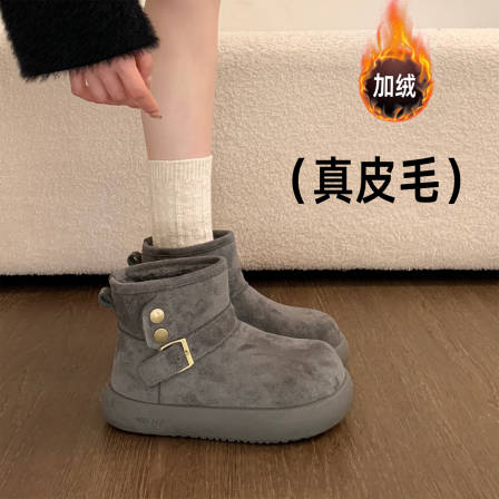 厚底加绒加厚雪地靴女2025新款冬季保暖防水防滑东北大棉鞋短靴子