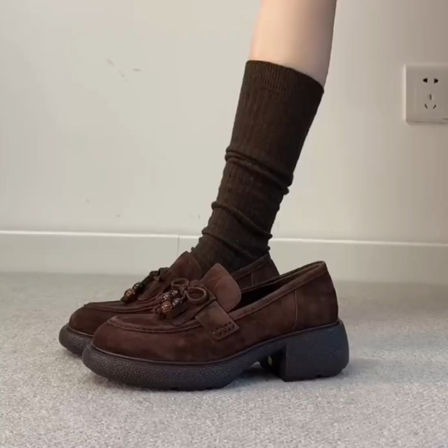 牛皮版~通勤软底一脚蹬乐福鞋女休闲时尚舒适显瘦外穿深口小皮鞋