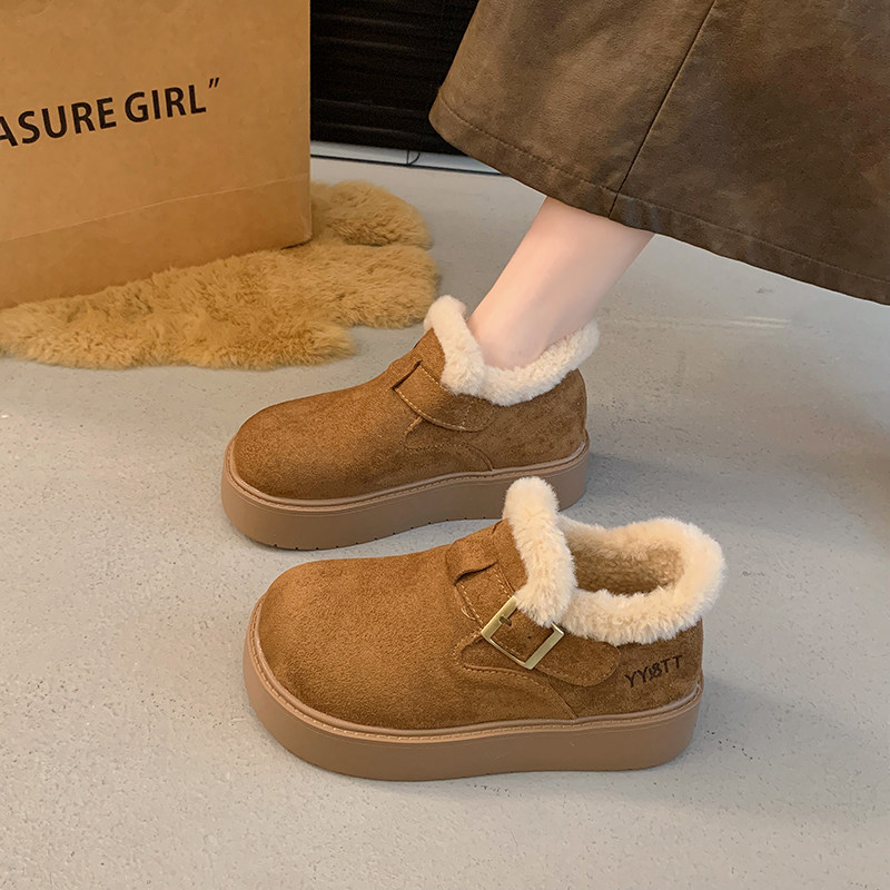 厚底加绒勃肯鞋女外穿2025冬季新款保暖毛毛雪地靴博肯乐福鞋棉鞋主图