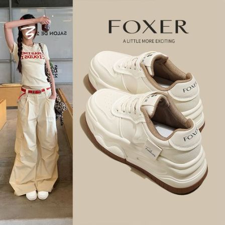 【FOXER】【秒高7CM】小白鞋女春秋小众新款透气休闲运动鞋板鞋女鞋