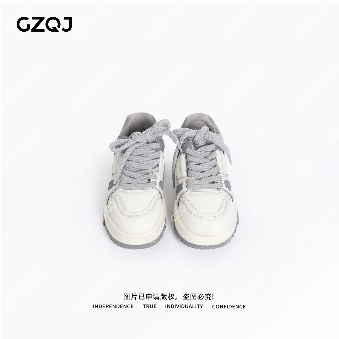 老琴私服【小胖丁】时尚潮流拼色圆头板鞋休闲小白鞋厚底女鞋 79502主图