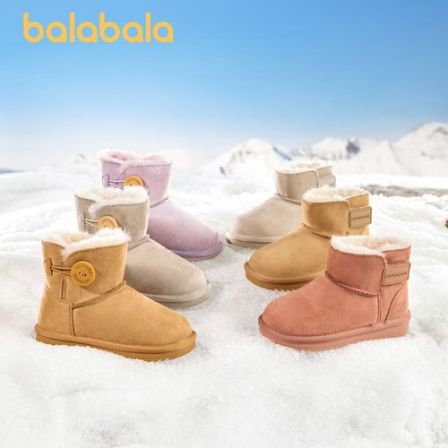 【巴拉巴拉】童鞋雪地靴男女儿童短靴新冬靴子加厚加绒棉靴防滑