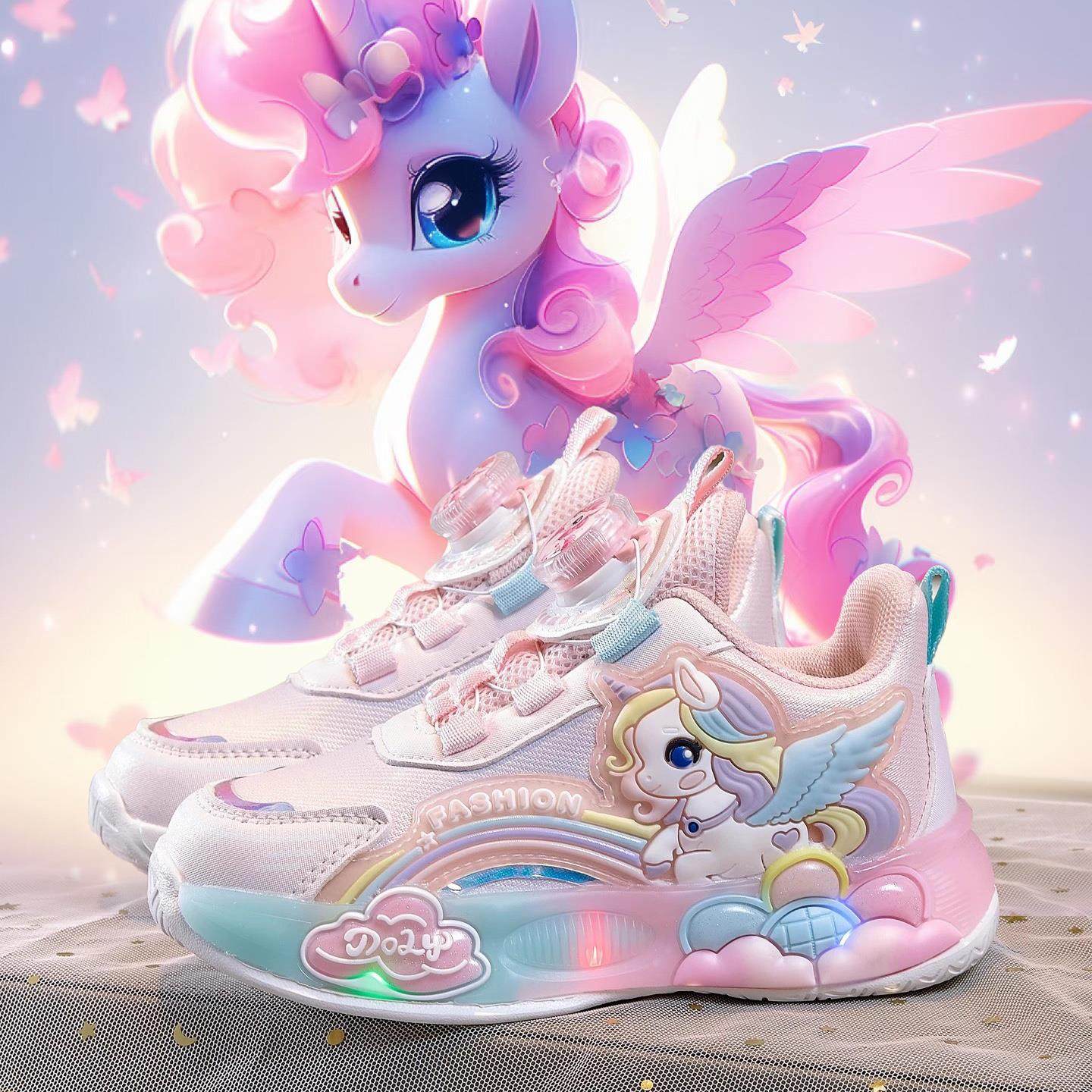 官网C&K小马宝莉女童鞋秋冬加绒儿童发光老爹宝宝二棉扭扭运动鞋主图