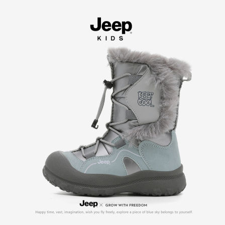 jeep男童雪地靴冬季2026新款东北保暖棉靴高筒儿童大棉鞋宝宝男孩