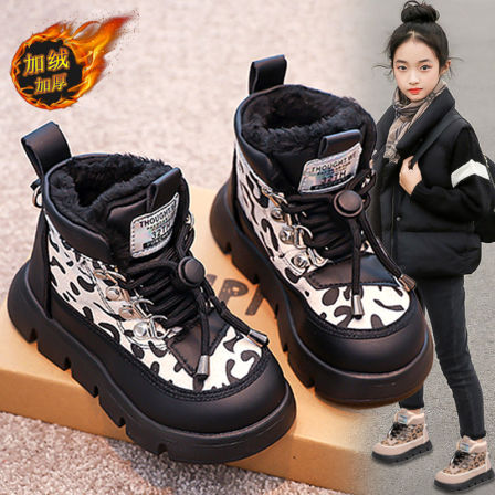 官网C&K儿童雪地靴女童保暖棉鞋2025冬季加绒防滑时尚大棉靴女孩