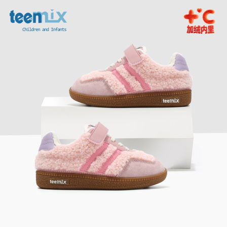 天美意童鞋2025冬季新款女童男童加绒保暖中大童二棉鞋休闲运动鞋