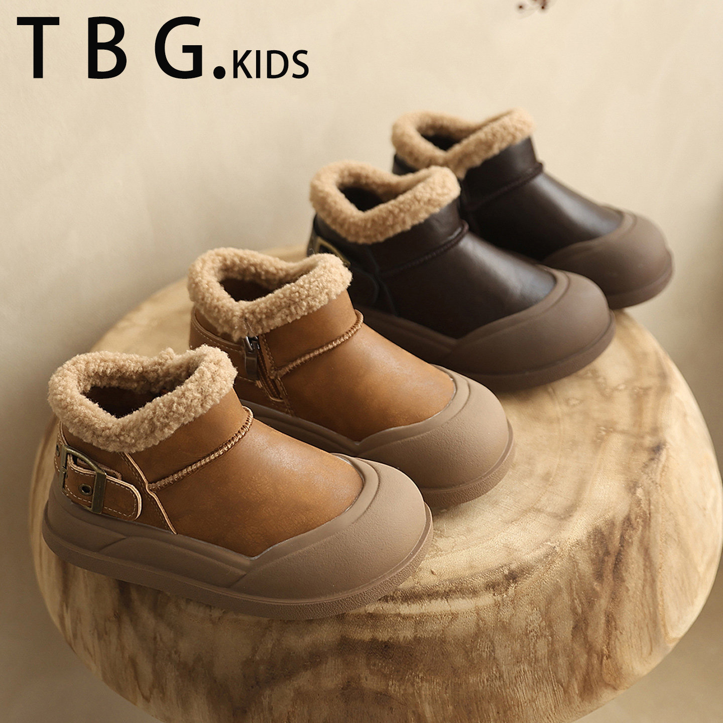 女童鞋子儿童二棉鞋2025冬季加绒加厚保暖毛毛雪地靴男童靴子棉靴主图