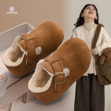 女童勃肯鞋2025冬季新款加绒大棉鞋儿童皮鞋中小童软底宝宝保暖鞋