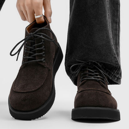 马丁靴男款2025新款靴子冬季加绒男鞋翻毛皮加厚冬鞋痞帅高筒棉鞋