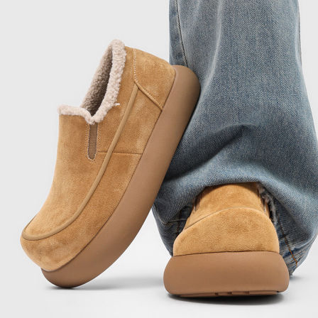 小土豆雪地靴男冬季加绒低帮情侣大码棉鞋休闲户外通勤懒人勃肯鞋