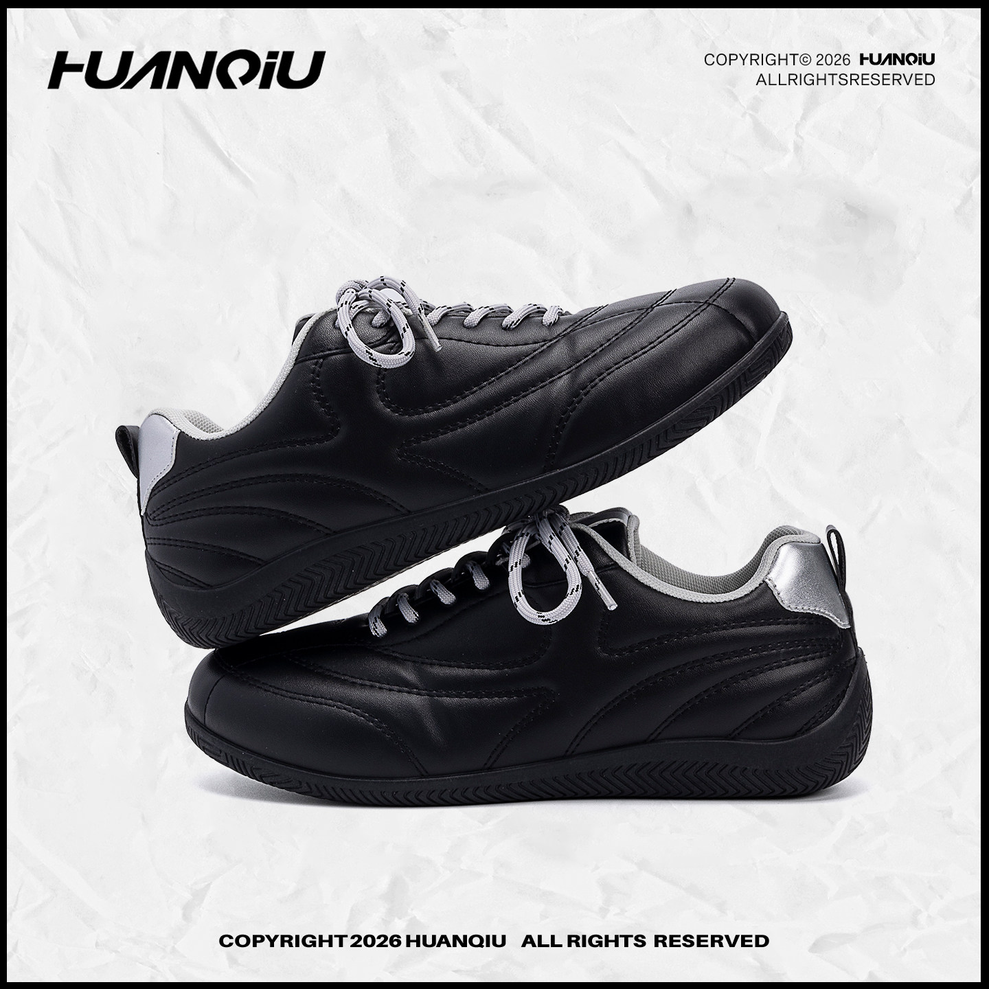 环球情侣赛车鞋男鞋冬季2025新款百搭厚底板鞋男内增高黑色德训鞋主图