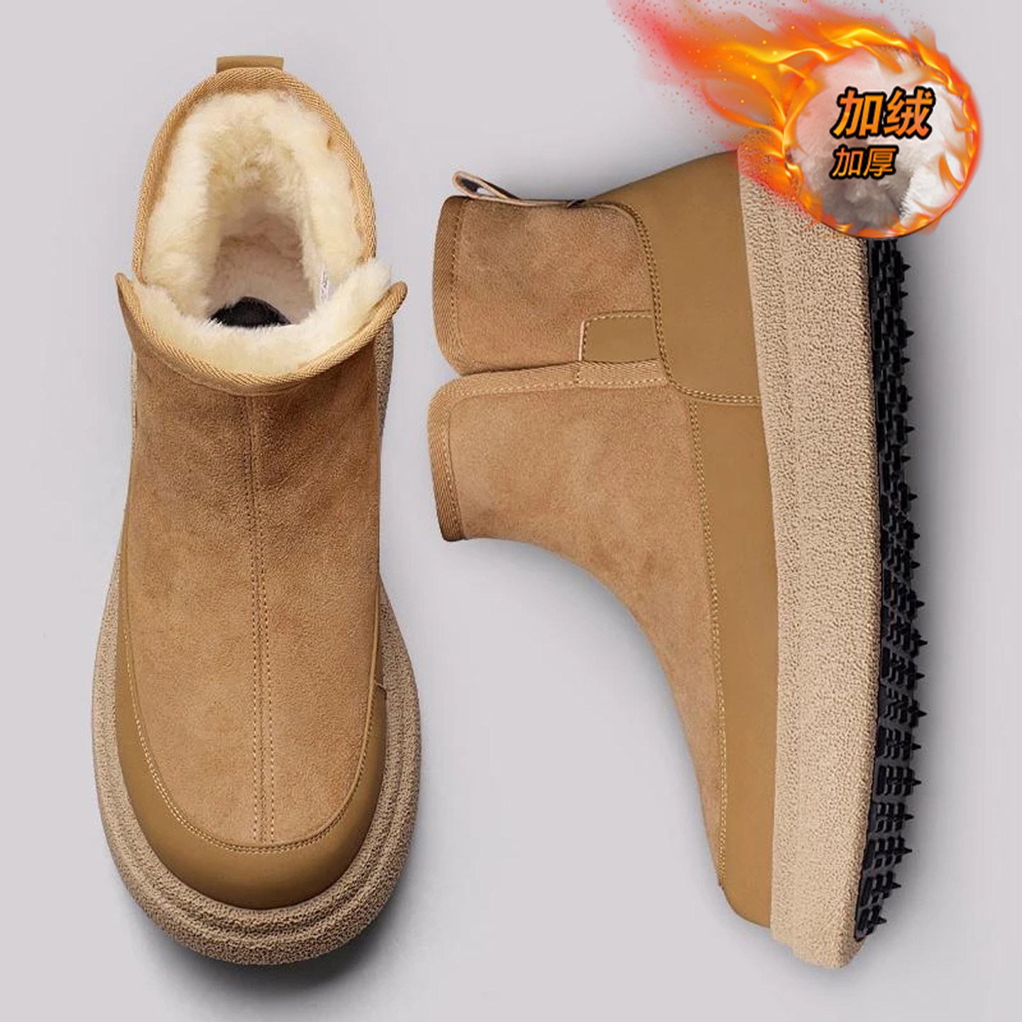 雪地靴男款冬季加绒加厚保暖棉鞋男士户外皮毛一体防水防滑面包鞋主图