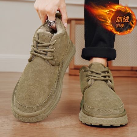 雪地靴男冬季2025新款皮毛一体防水防滑东北防冻加绒加厚保暖棉鞋