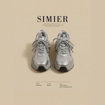 小个子厚底增高老爹鞋女2026春季新款爆款松糕银色百搭休闲运动鞋