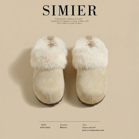 厚底浅口雪地靴女2025冬季新款轻便内增高毛毛加绒保暖短筒毛毛靴