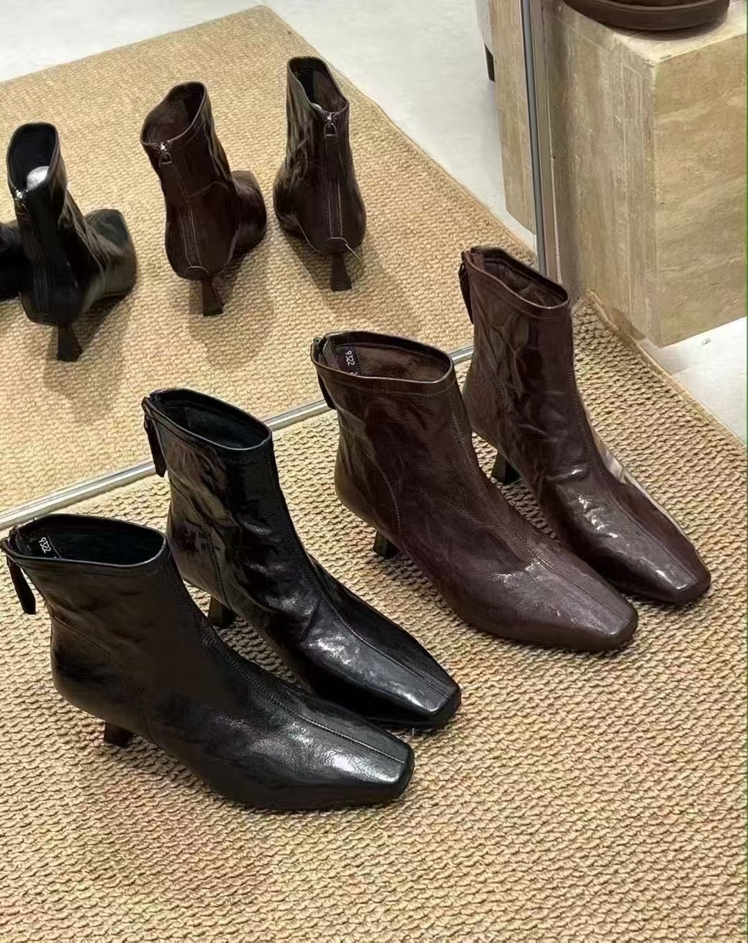 MFX 法式手抓纹女瘦瘦靴小方头细中跟瘦瘦靴6-1298主图