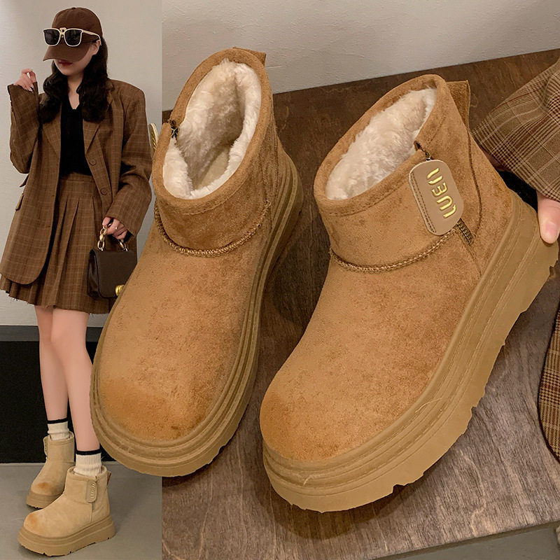 雪地靴女款冬季2025新款加绒加厚保暖东北外穿厚底增高勃肯棉鞋女主图