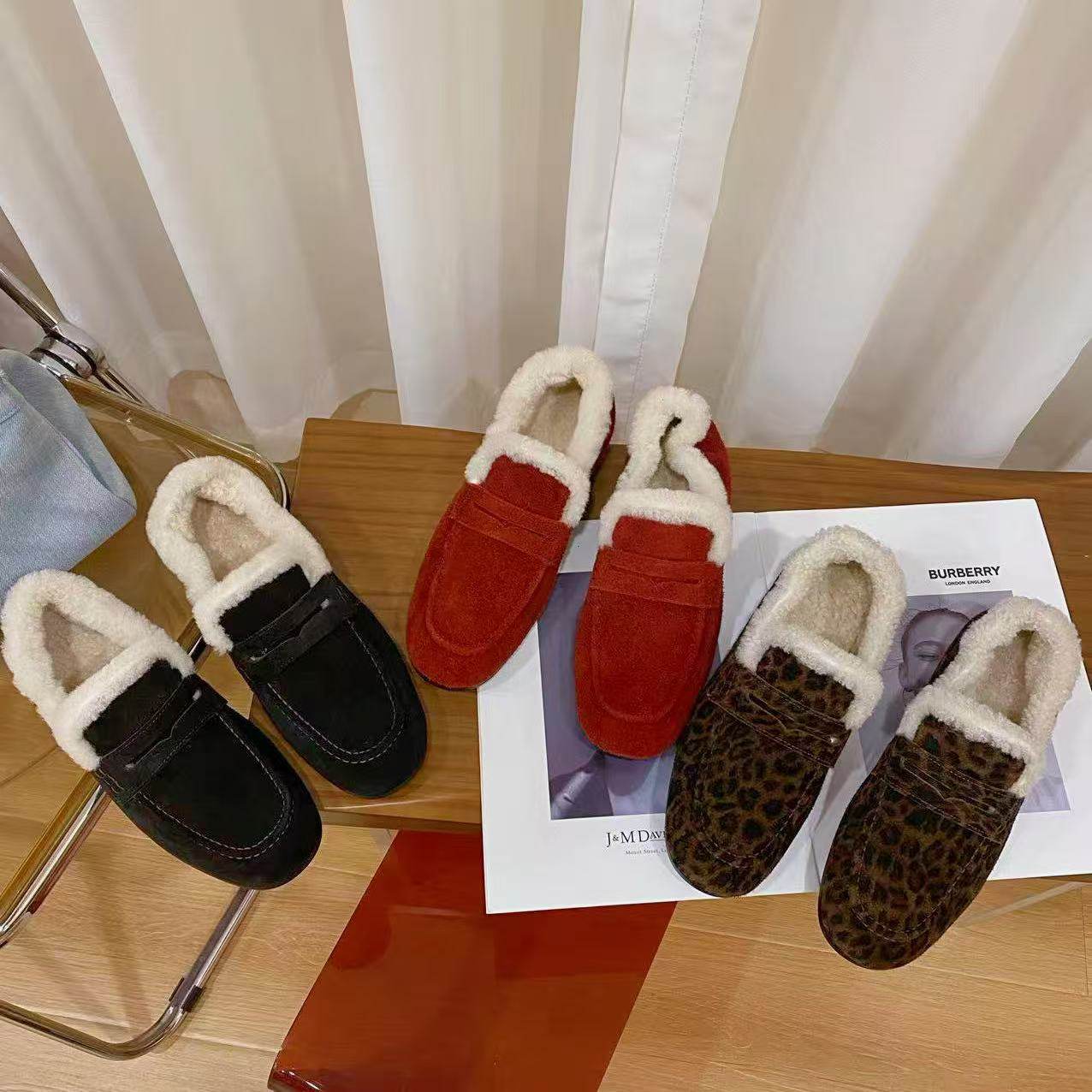 VK定制 韩版时尚真皮羊毛保暖雪地靴女6102R主图