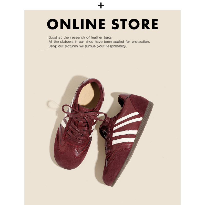 内增高5CM~复古红色德训鞋女2025新款百搭休闲板鞋厚底阿甘运动鞋主图