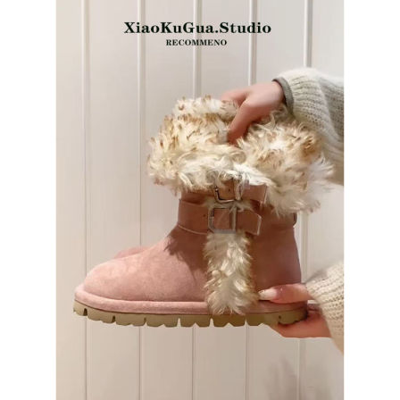 保暖毛毛雪地靴女款2025新款冬季短靴厚底内增高靴子加绒雪地棉鞋