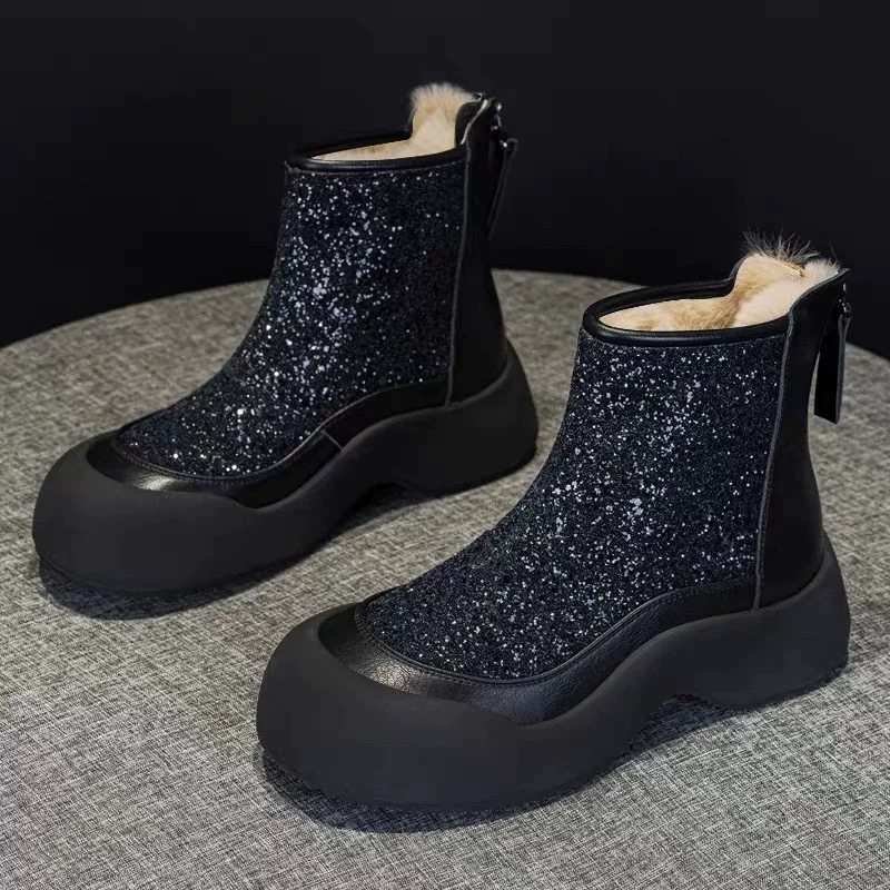 头层牛皮雪地靴女2025新款冬季加绒加厚防水防滑保暖大棉厚9969主图