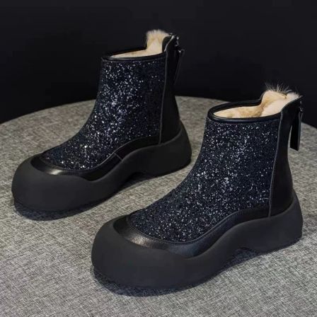 头层牛皮雪地靴女2025新款冬季加绒加厚防水防滑保暖大棉厚9969