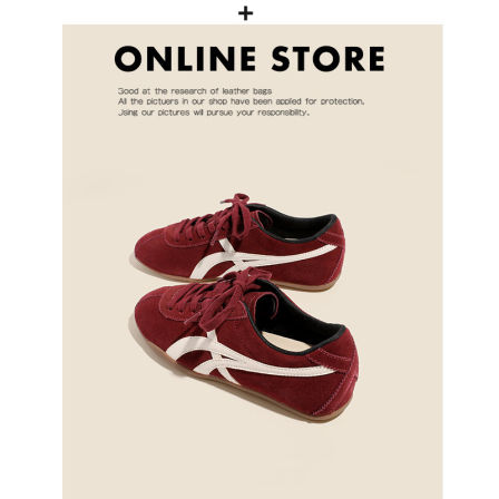 真皮~红色德训鞋女2025新款秋冬百搭平底休闲运动板鞋复古阿甘鞋