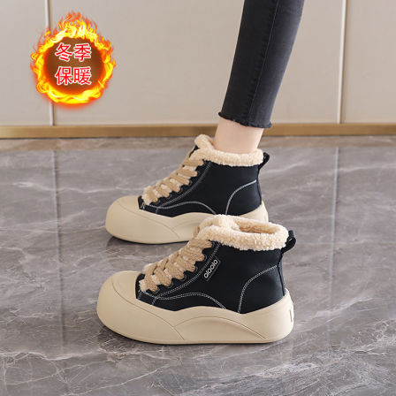 加绒加厚高筒运动鞋女冬季2025新款保暖棉鞋防水雪地靴厚底休闲鞋