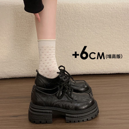 厚底乐福鞋女鞋2025冬季新款增高英伦风大头复古jk百搭黑色小皮鞋