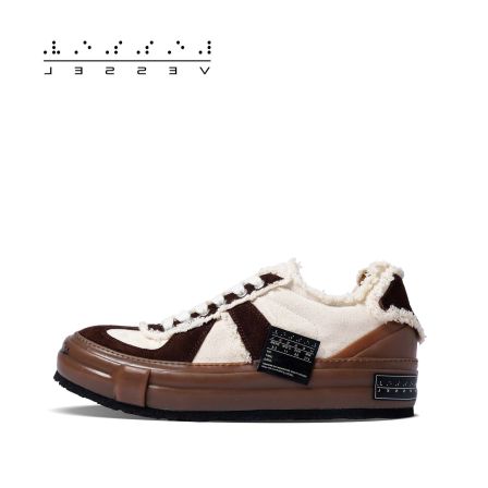 xVESSEL吴建豪同款黑尾德训肉桂棕拼色德训潮流厚底帆布鞋