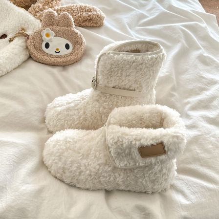 两穿白色厚底毛毛雪地靴女2025新款冬季加绒勃肯短靴子保暖棉鞋