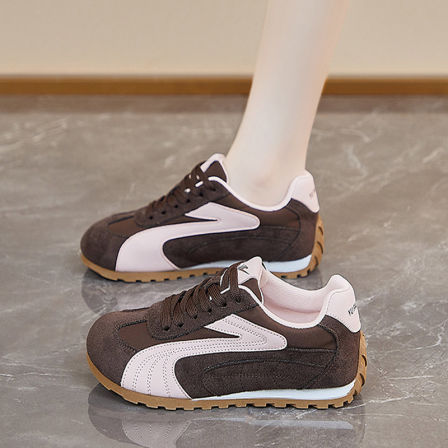 棕色德训鞋女款2025新款冬季百搭休闲软底阿甘板鞋防滑平底运动鞋