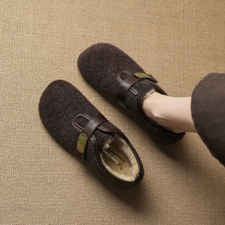 巨好看博肯鞋女秋冬外穿2025新款爆款平底单鞋女毛毛鞋软底勃肯鞋